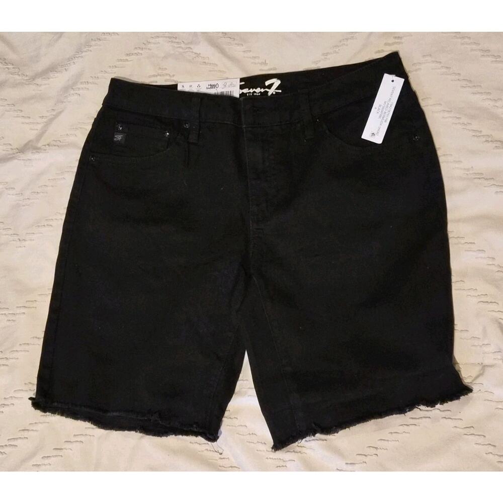 New With Tags Size 4 Women's Seven 7 Brand Black Bermuda Cut Off Shorts